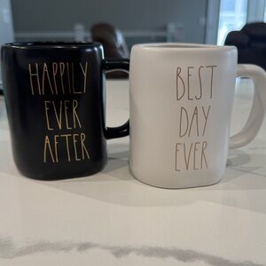 Rae Dunn Black and White Mug Set - Happily Ever After & Best Day Ever